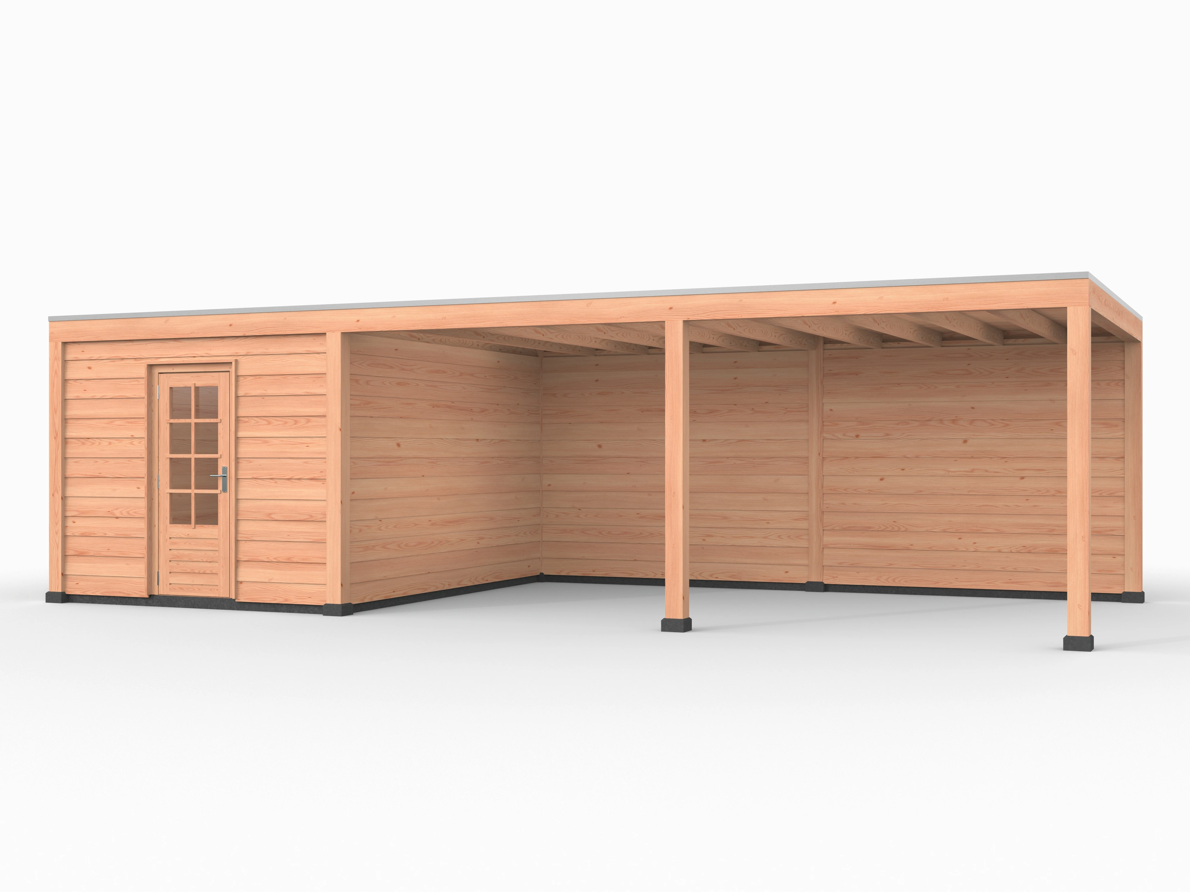 Douglas overkapping, 900 x 400, met achterwand en schuur, Westwood Elegant - Afbeelding 1